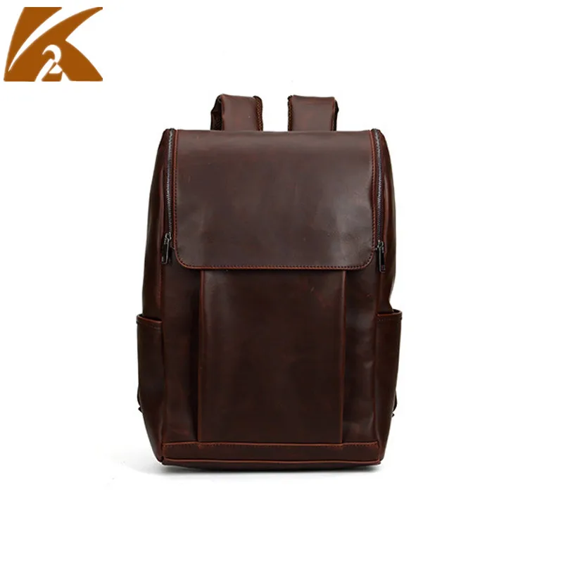 

2020 Vintage Casual Travel Bag Man Fashion Laptop Bagpack Genuine Leather Backpack Men Crazy Horse Rucksack Students School Bags