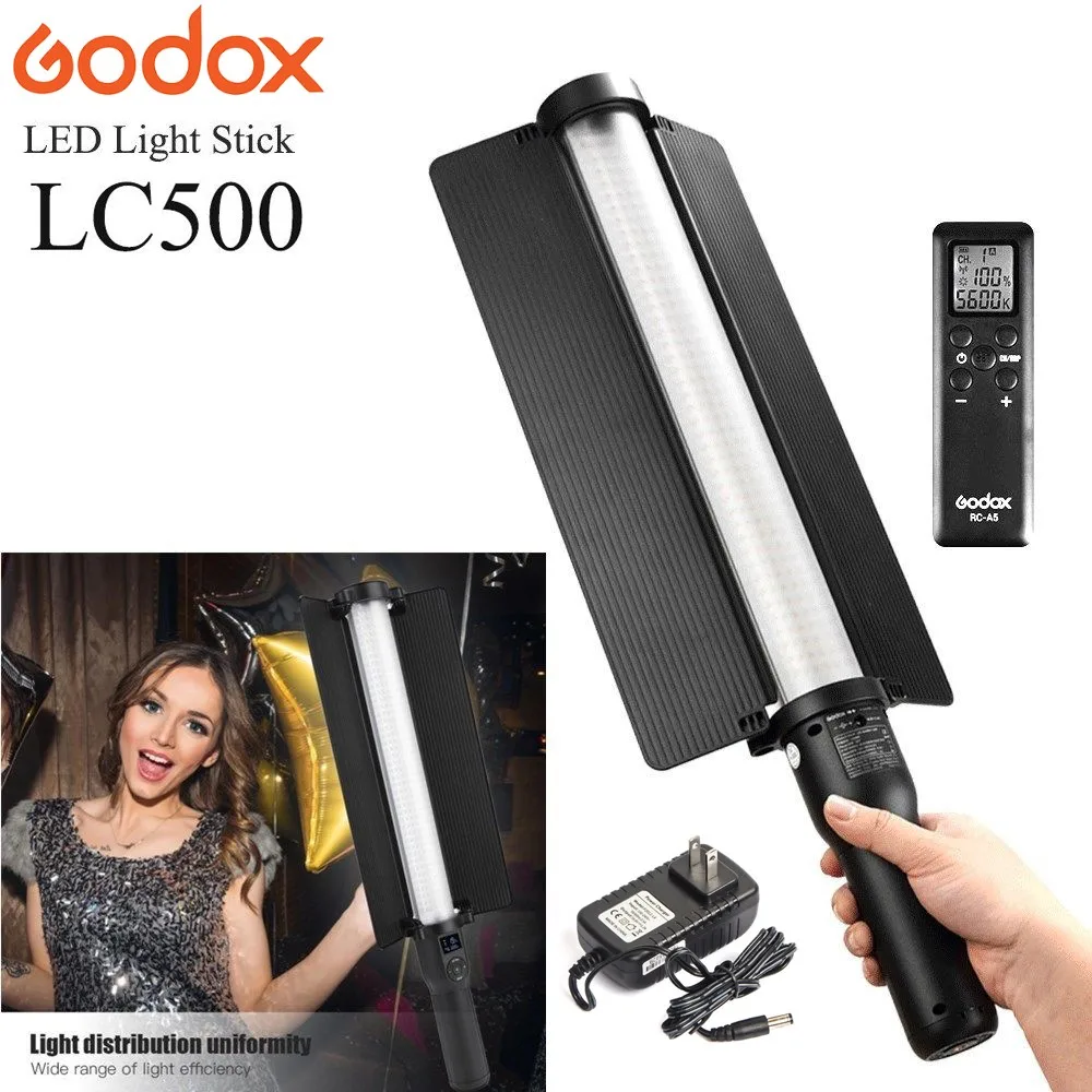 

Godox LC500 3300K-5600K Portable Handle Video Lamp LED Light Stick For Studio Photo Photography Built-in Battery