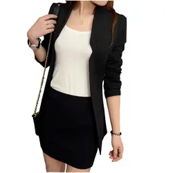 Женские пиджаки и пальто плюс Размеры офисные с длинным рукавом белый черный тонкий костюмы для маленьких верхняя одежда обтягивающий