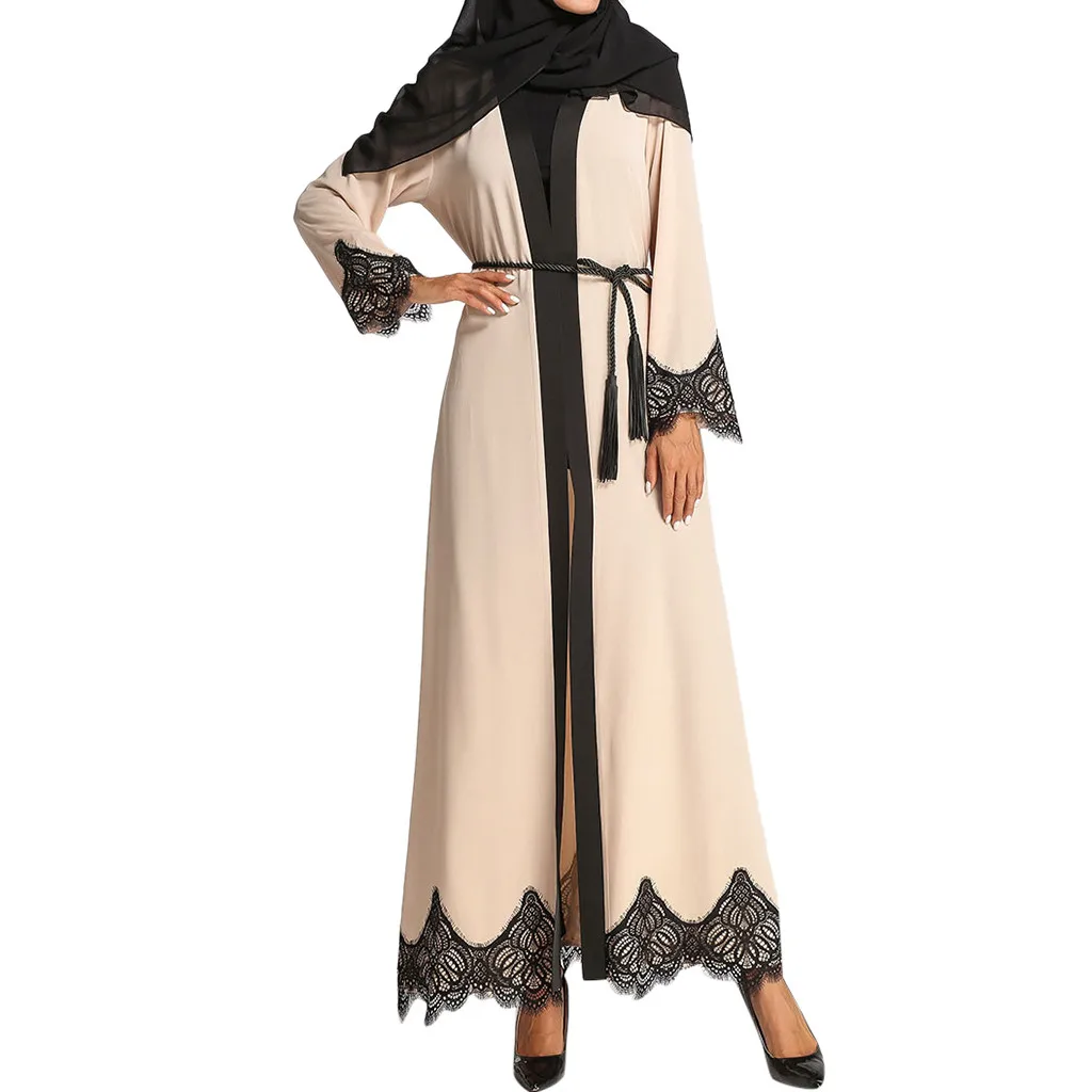 Новый Для женщин длинная рубашка хлопок исламский, арабский элегантные мусульманские Абаи платье кардиган турецкий повязка Исламская