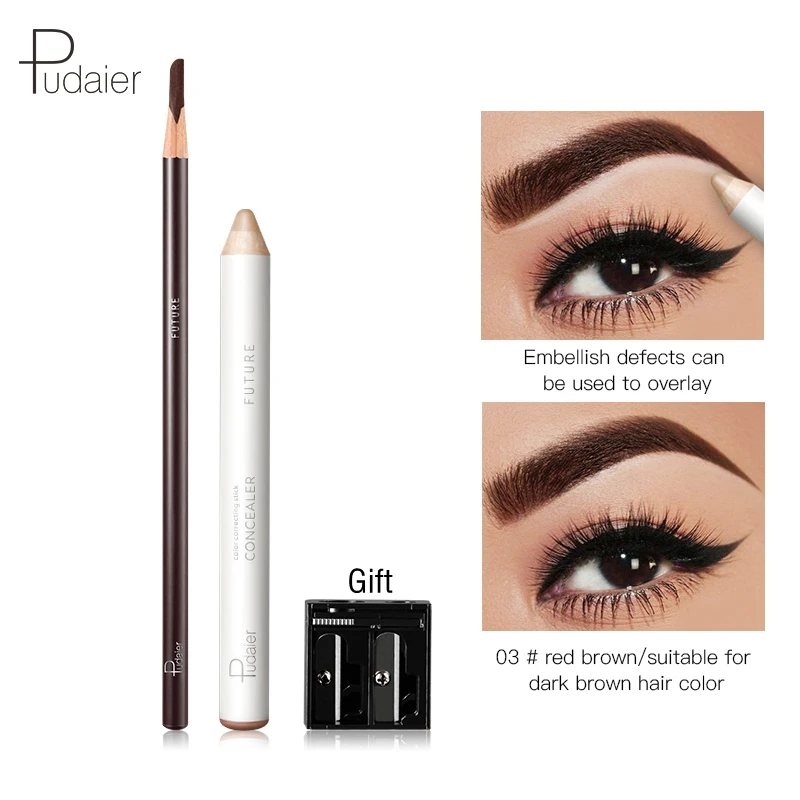 

Pudaier Eyebrow Pencil White Concealer Fixing Pen Set Shaping Brighten Eye Brow Makeup Waterproof Persistent With Sharpener Kit