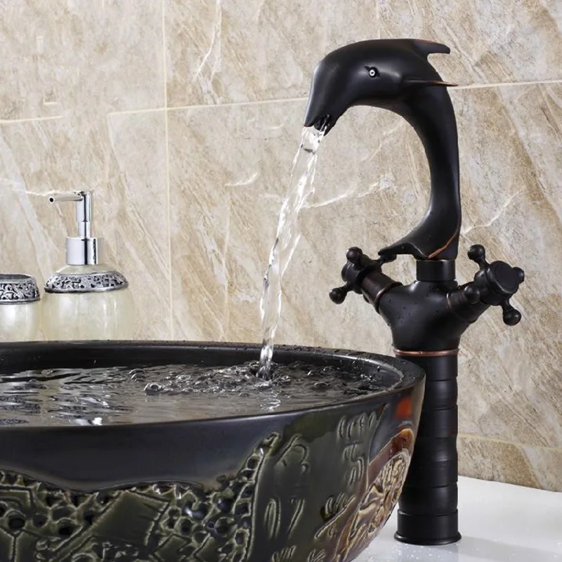 حوض الحنفيات دولفين أسود الحمام الصنابير الكلاسيكية الغرور مرحاض المنزل الديكور عالية قوس المزدوج 2 مقبض قطب رافعة SY-3337R حوض الحنفيات دولفين أسود الحمام الصنابير الكلاسيكية الغرور مرحاض المنزل الديكور عالية قوس المزدوج 2 مقبض قطب رافعة SY-3337R