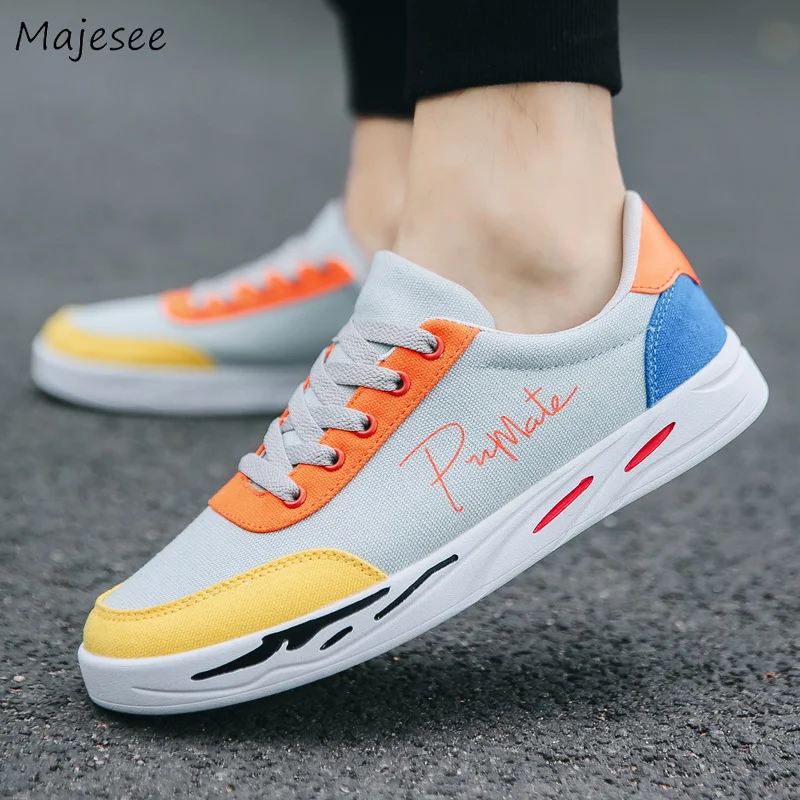 

Men's Vulcanize Shoes Korean Style Mixed Colors Lace-up Daily Sneaker Men Non-slip Deodorant High Quality Breathable Running New
