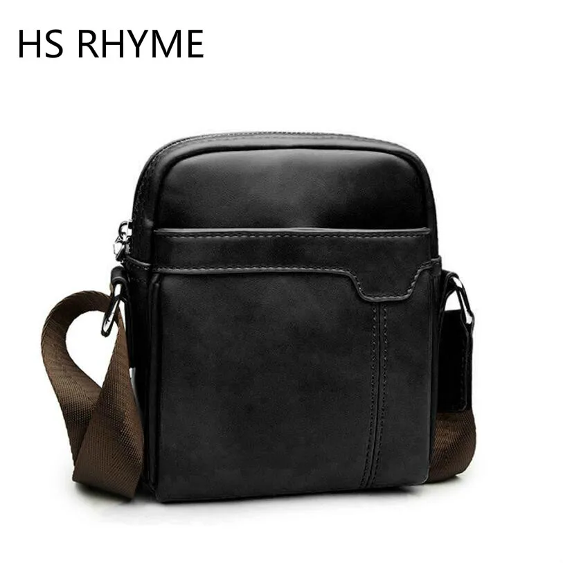HS RHYME New Fashion PU Leather Man Messenger Bags Brand Designer Male