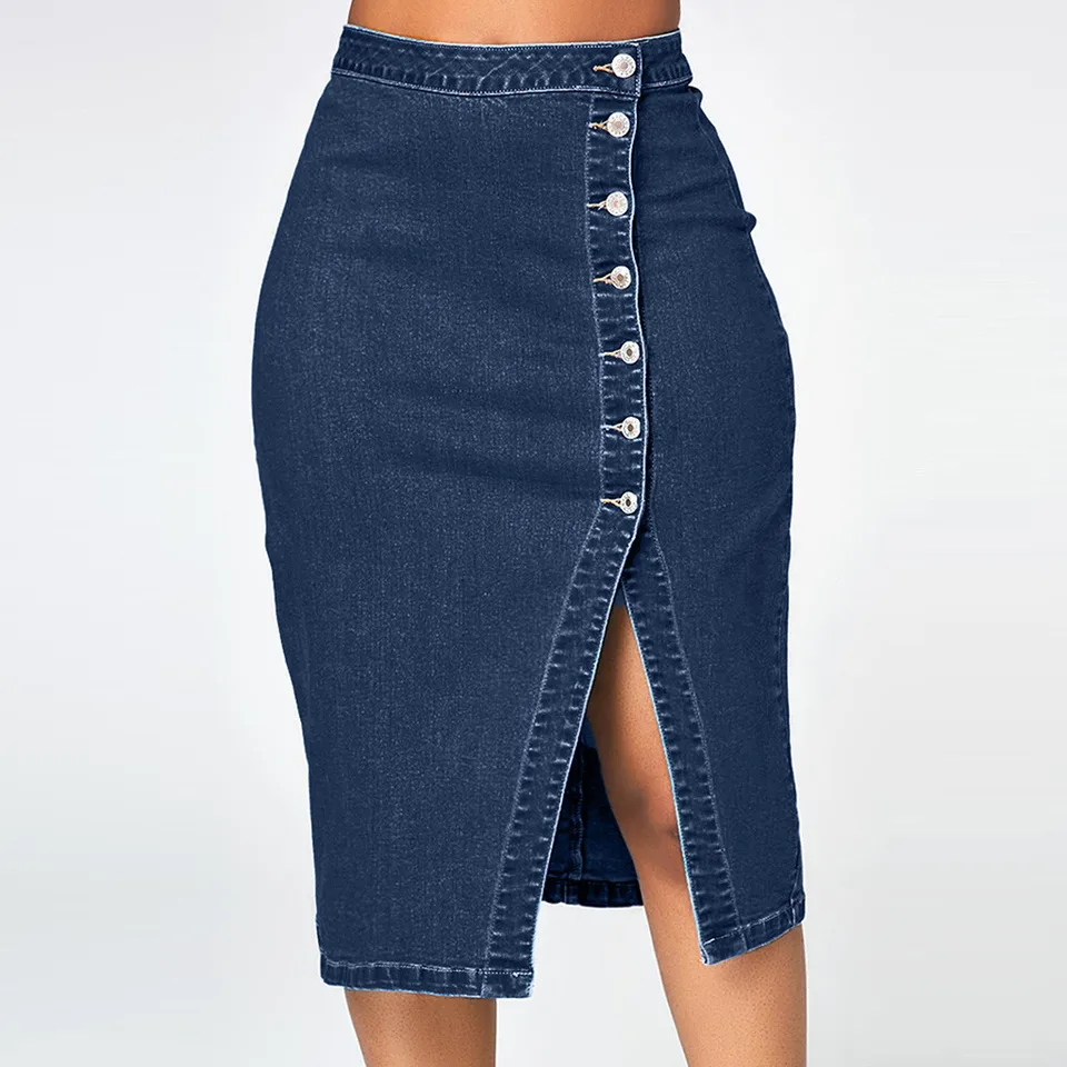 denim skirts knee length plus size