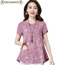 Женская футболка с коротким рукавом, свободная летняя Новинка, модная футболка с принтом, женская элегантная футболка большого размера, женские топы S212