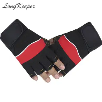 

LongKeeper Summer Fingerless Gloves Men Women Elastic Breathable Wristband Gym Mittens Weightlifting Dumbbell Guantes luvas