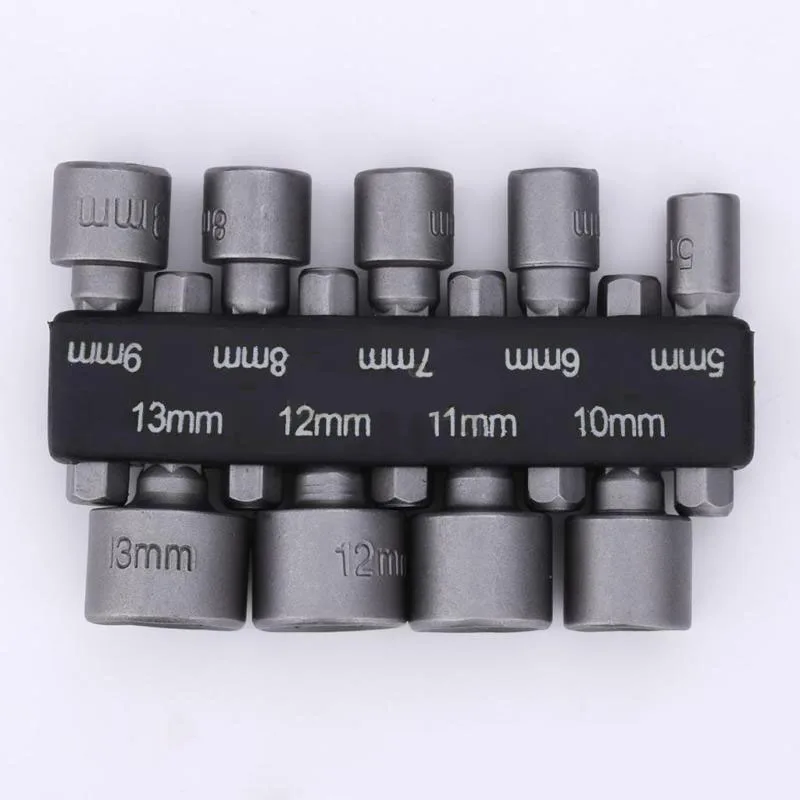 

9x 1/4 Nut Driver Bit Set Hex Magnetic Metric Socket Impact Drill 5mmTo 13mm