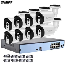 GADINAN H.265 8CH 5MP 48V Real PoE NVR 8pcs 4.0MP 25FPS IP Camera POE System P2P Cloud CCTV System Kite Support XMeye ONVIF