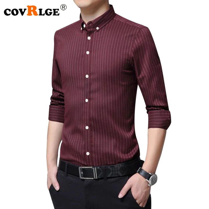 

Covrlge 2018 Autumn New Mens Dress Shirts Fashion Striped Male Long Sleeve Shirt Casual Social Men Clothes Camisa 4XL 5XL MCL172