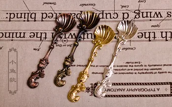 

1000pcs/lot Creative Antique European Style Retro Small Spoon Alloy Plating Tableware Cooking Tools Coffee & Tea ScoopsTools