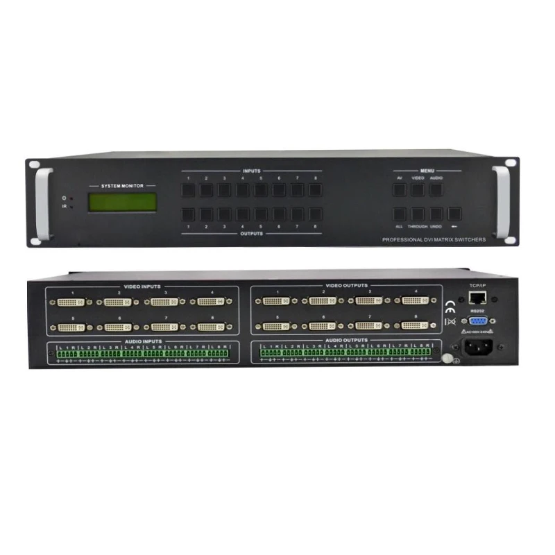 DVI matrix 8 DVI swither splitter 8 в 8 из DVI Matrix Swither Splitter с аудио и RS232 ИК-управлением