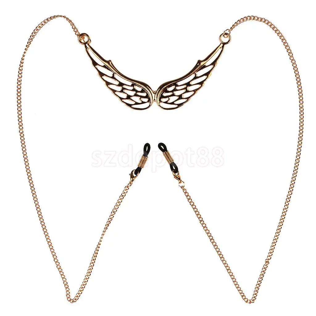 Sunglasses Lanyard Strap Necklace Metal Eyeglass Chain Cord Angel Wing Pendant