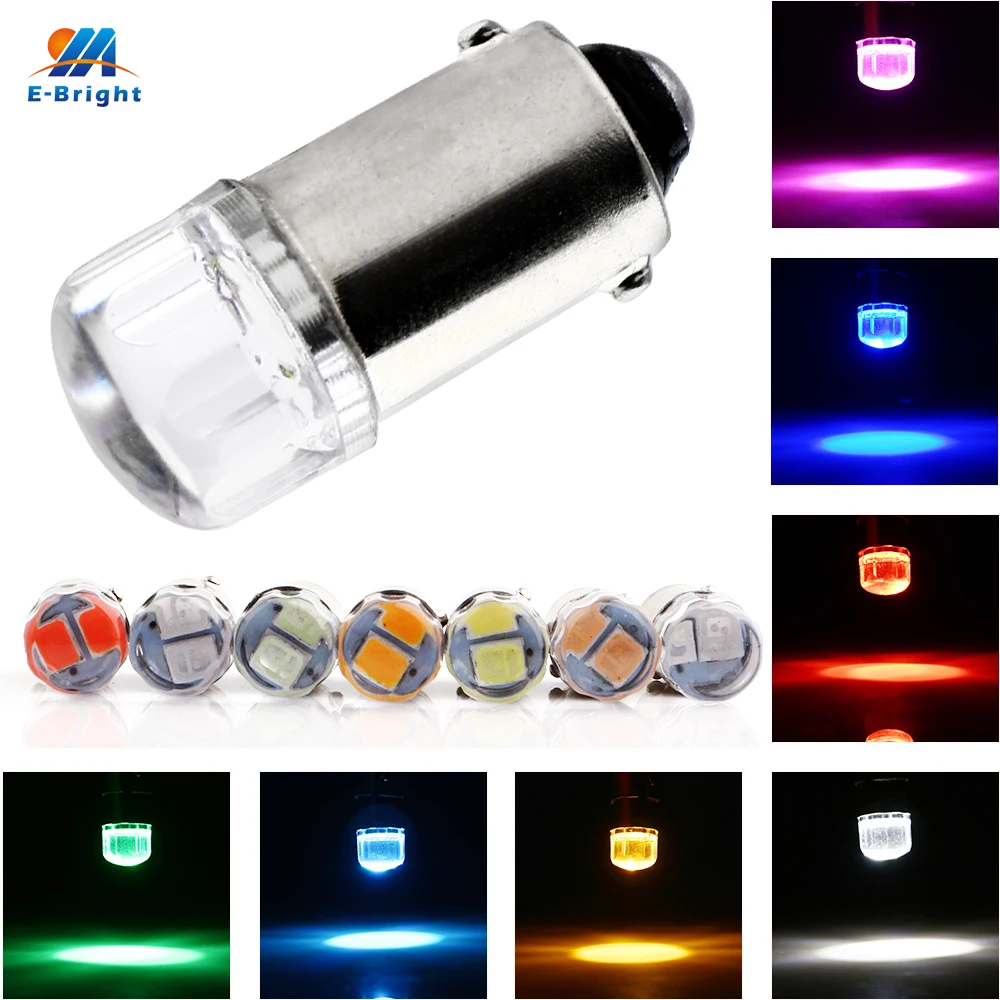 

YM E-Bright 10PCS BA9S 3030 2 SMD T11 T4W Auto Reverse Clearance Light Reading Tail Lamps 12V DC White Blue Red Green Amber Pink