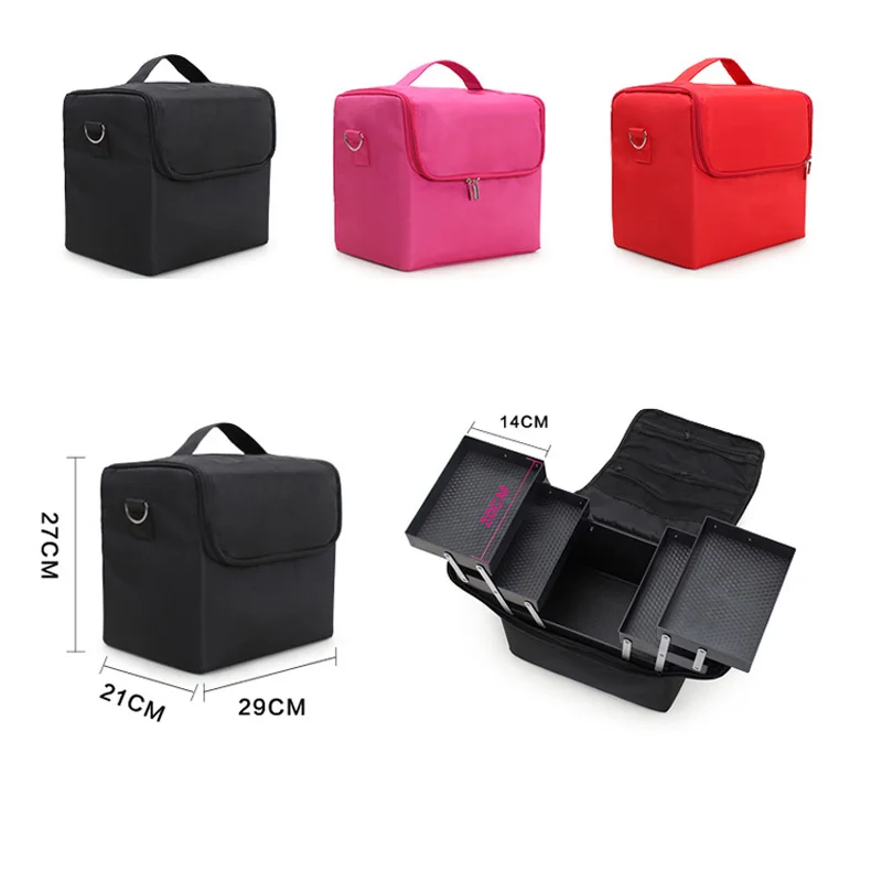 US $29.40 Multilayer Clapboard Cosmetic Bag Case Beauty Salon Tattoos Nail Art Tool Bin Women Makeup Organizer Large Capacity Bag