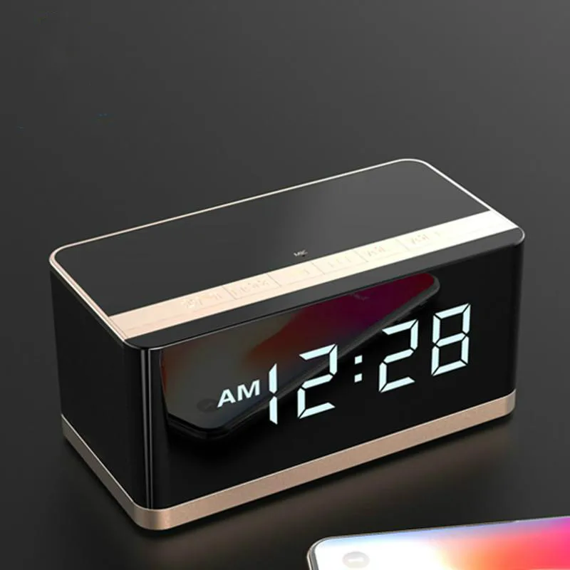 

Portable Subwoofer NFC Function FM Radio Alarm Clocks Bluetooth Wireless digital clock hands-free Calls Mini Dual Speakers