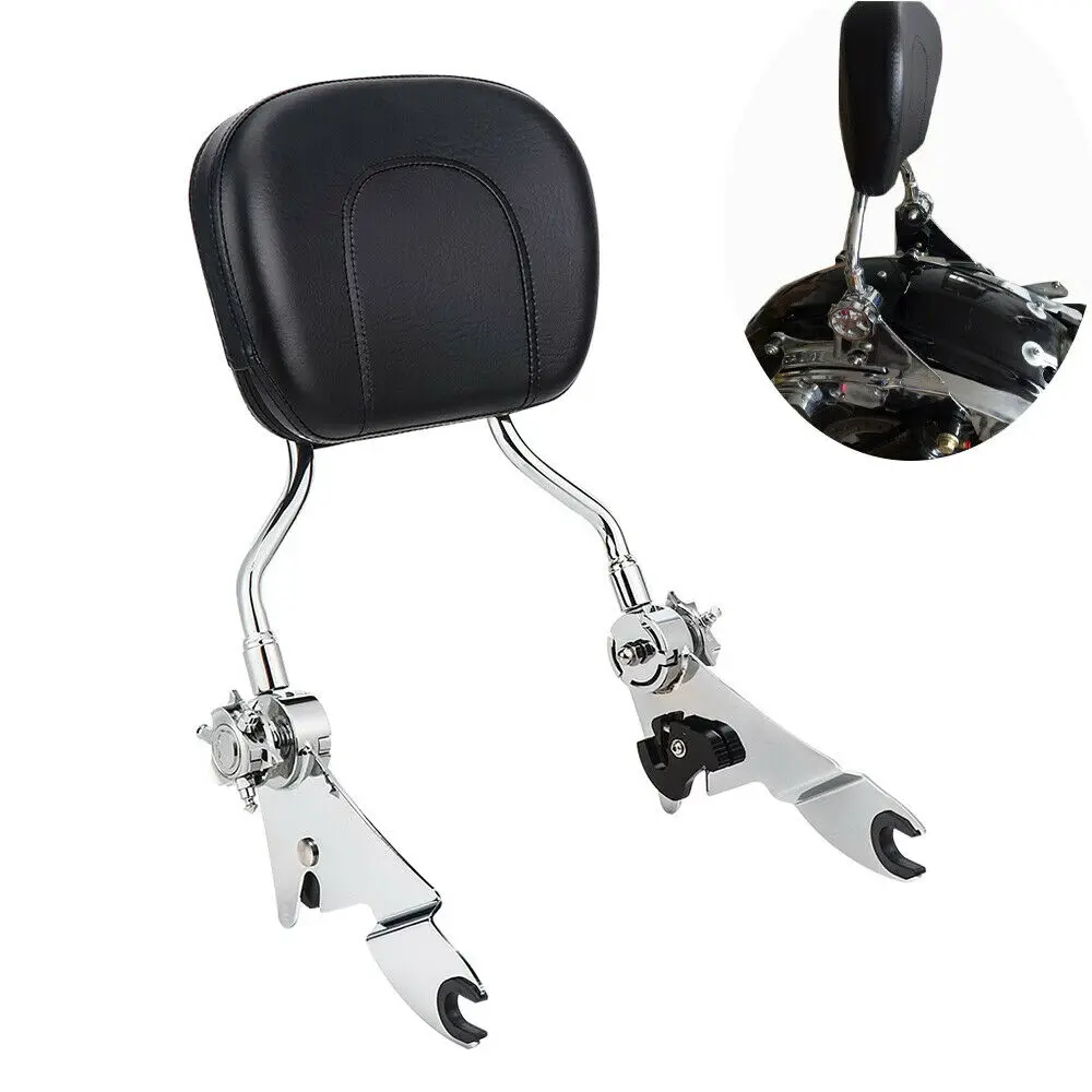 

Chrome & Black Adjustable Detachable Sissy Bar Backrest Synthetic Leather & Foam & Iron For 2009-2019 Road King Road Glide
