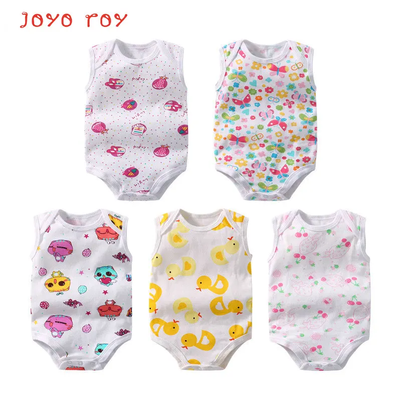 

5 pcs/lot Joyo roy New 2018 Sleeveless Vest Bodysuits Baby Boy Baby Girl Cotton Triangle Clothes Summer Jumpsuit Clothes dj0022R