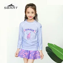 2 шт./компл. детский купальный костюм футболка с длинными рукавами для девочек+ юбка костюмы из двух предметов фиолетовые купальные костюмы с лайкрой, отделенные от УФ-лучей