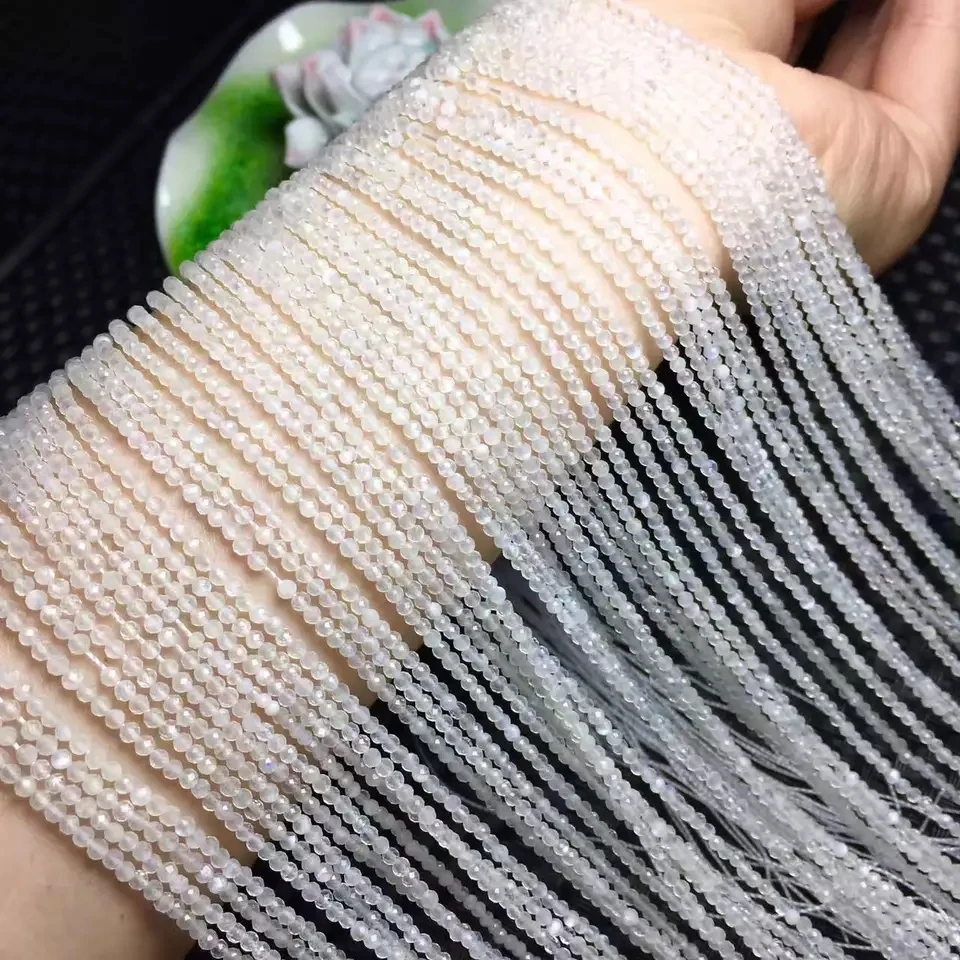 

Круглые граненые бусины с белым лунным камнем, 2 мм, 15 дюймов, для самостоятельного изготовления ювелирных украшений, FPPJ, оптовая продажа, натуральный камень