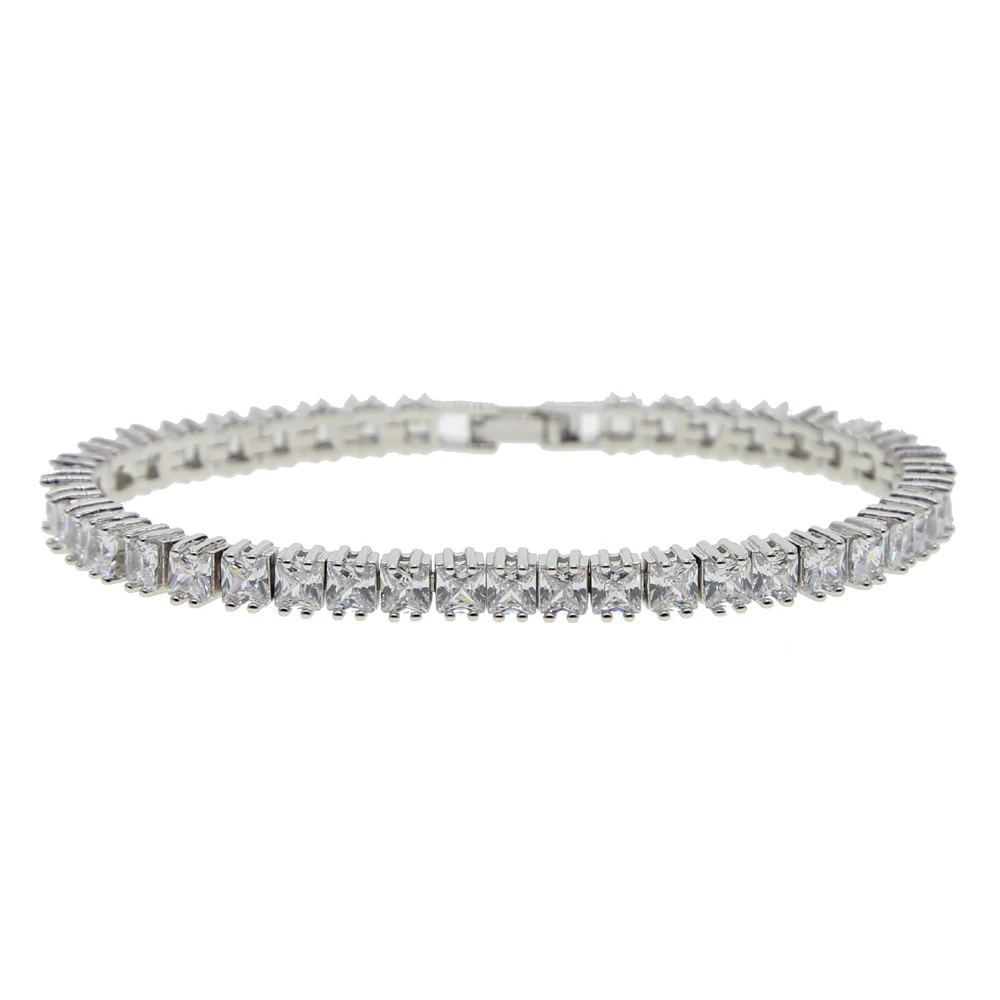 Bling инкрустированный цирконами теннисная цепочка браслет для женщин мужской хип-хоп браслет ювелирные изделия с родиевым покрытием ювелирных изделий