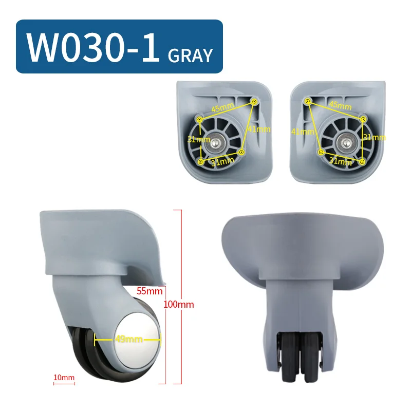 Замена багажных колес чемодан на колесах Замена 14-30 дюймов багажные аксессуары бесшумные колеса для багажа ролики - Цвет: W030-1  Gray