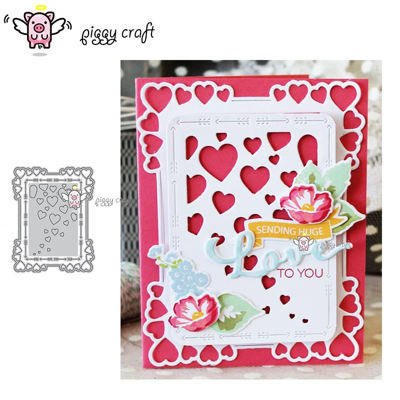 

Piggy Craft metal cutting dies cut die mold New 3Pcs Love heart frame Scrapbook paper craft knife mould blade punch stencils die