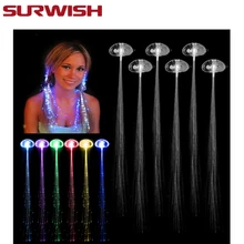 

SURWISH 6pcs/Lot Led Hair Lights Wigs Glowing Flash LED Hair Braid Clip Hairpin Decoration Party Christmas Halloween Props