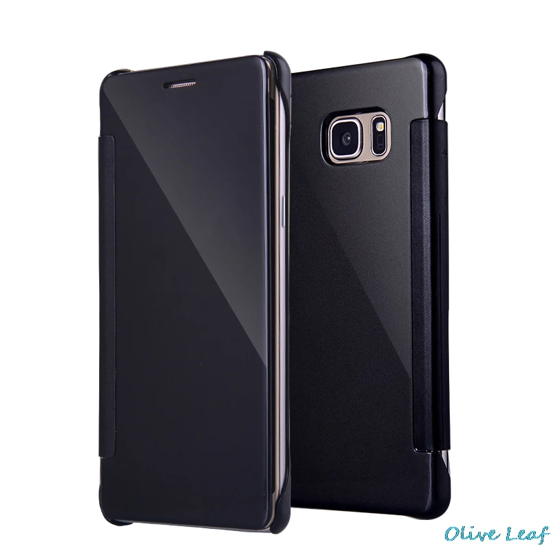Для samsung Galaxy Note 4 5 7 8 полуфлип чехол прозрачный видимый полный экран окно Жесткий ПК зеркало функция протектор