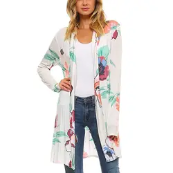 2019 для женщин Boho с длинным рукавом обёрточная бумага кардиган в стиле кимоно цветочный принт повседневное Coverup длинное осеннее пальто Топы