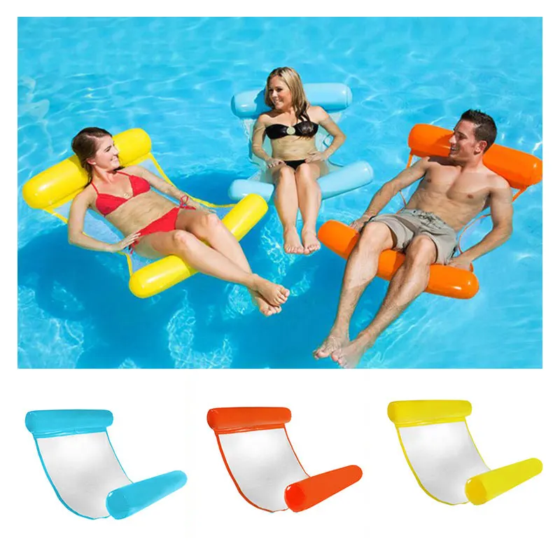 Best PVC Floating Bed Water Increase Single People Inflatable chair Beach Lounger Backrest Recliner Floating Sleeping Bed Chair