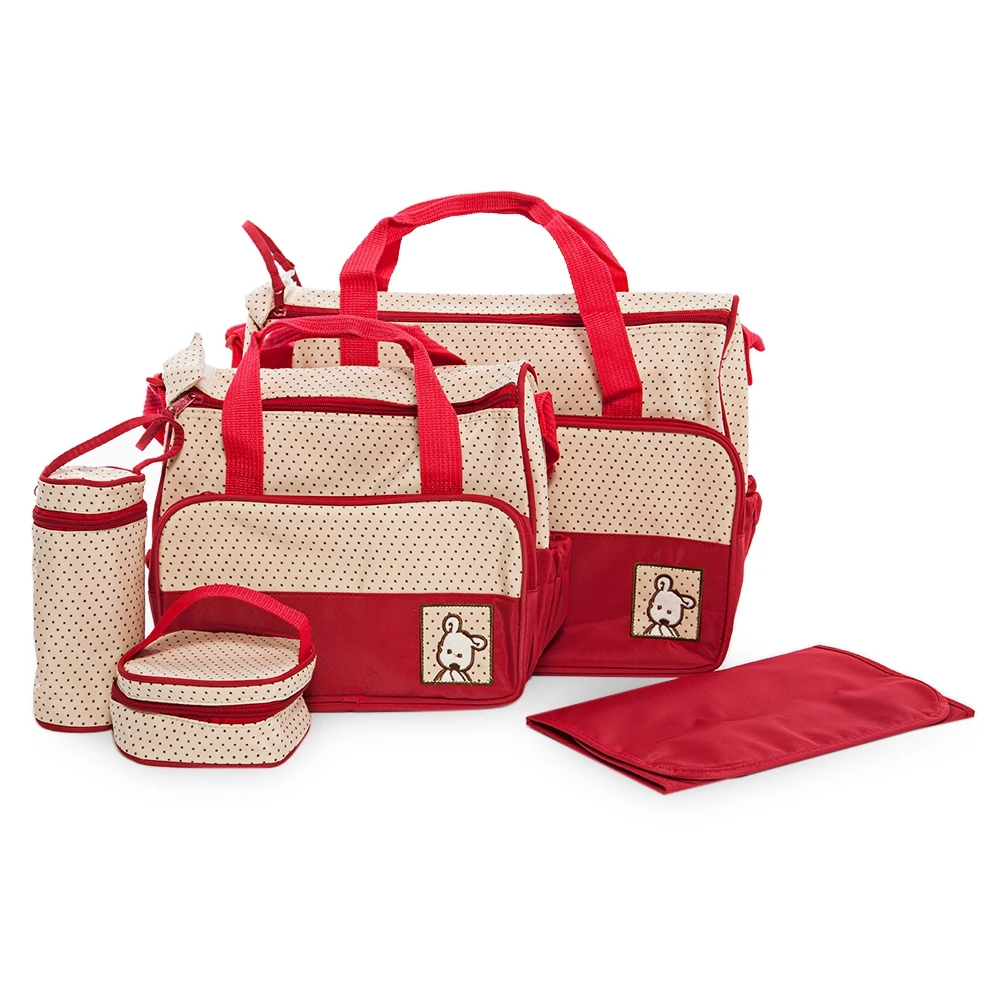 

5Pcs/Set Multifunctional Diaper Bag Mummy Stroller Bag Large Capacity Handbag Nappy Changing Pad for Baby Care