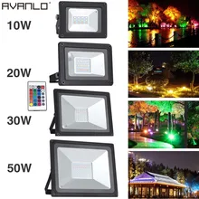 Цветная(RGB) мощностью 10 Вт, 20 Вт, 30 Вт, 50 Вт Светодиодный прожектор светильник AC220V светодиодный уличный светильник ing отражатель Точечный светильник с пультом дистанционного управления Управление