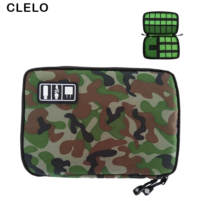

CLELO Portable Travel bag Camo Large Capacity Organizer bag Digital gadget devices Case USB Cable Charger Travel insert bag