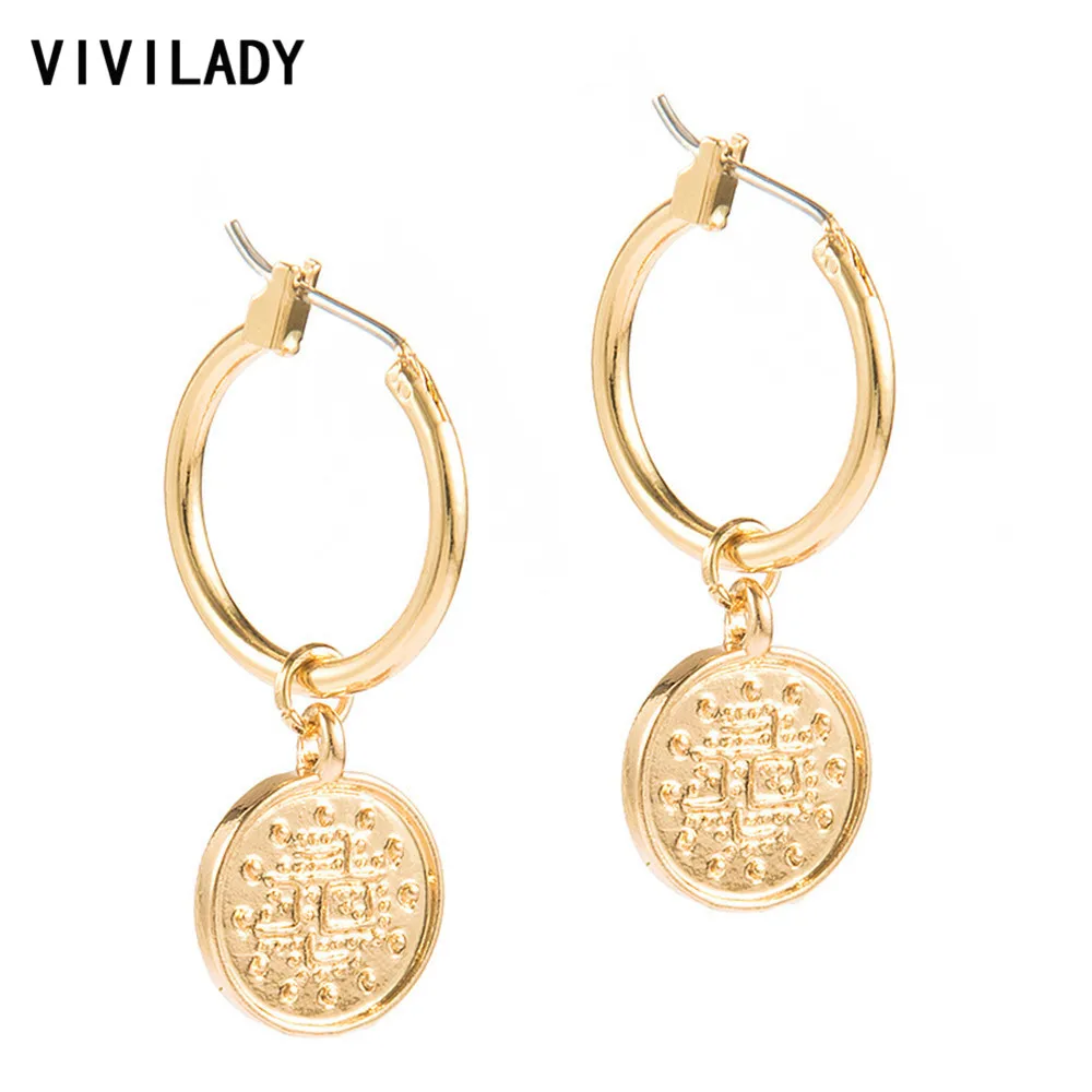 

VIVILADY 2019 New Gold Color Women Trendy Hoop Earrings European Hot Sale Popular Femme Alloy Metal Jewelry Accessories Brincos