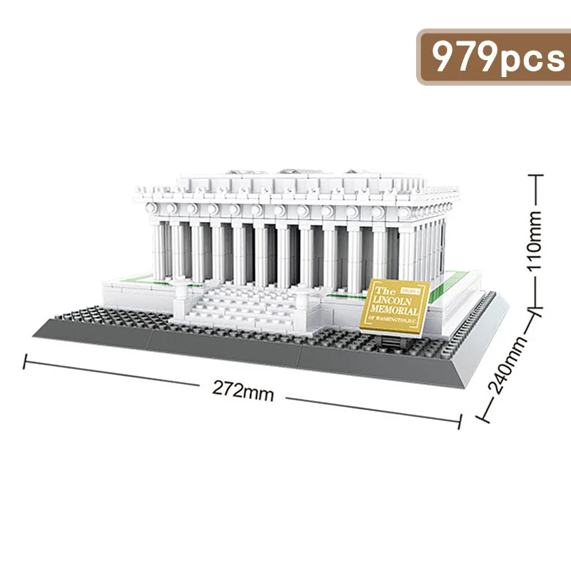 

Wange City Architecture The Lincoln Memorial Museum Model Building Blocks Enlighten Figure Toys For Children Compatible Legoe
