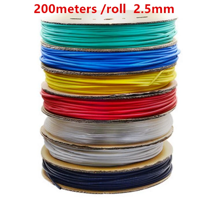 

200m/roll 2.5MM Heat shrinkable tube heat shrink tubing Insulation casing 200m a reel