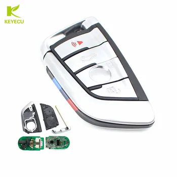 

KEYECU 4 Button 433MHz Remote Car Key Fob for BMW X5 X6 2014-2016 FCC: NBGIDGNG1,Silver