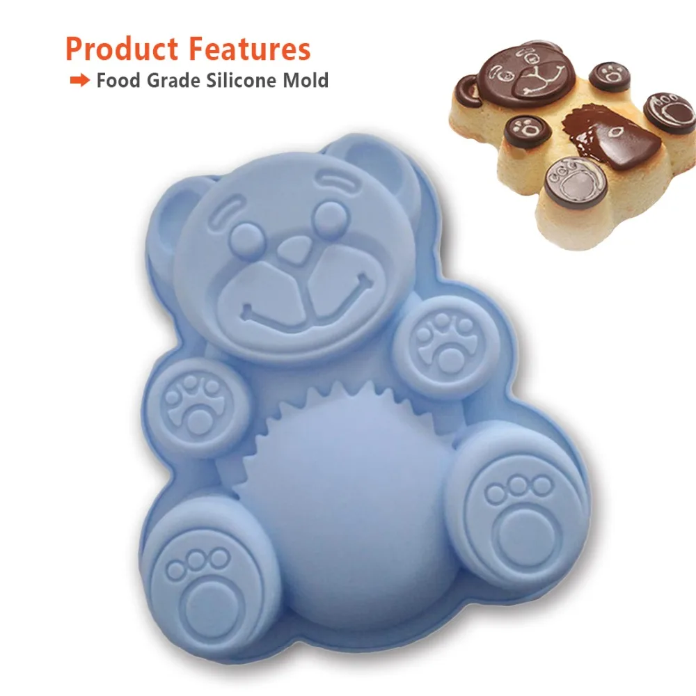 17*15,5*3 см силиконовая форма 1 шт силиконовая форма медведя из мультфильма противень для выпечки инструменты для украшения торта шоколадная форма для торта кондитерский инструмент