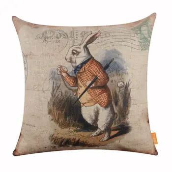 

LINKWELL 18"x18" Happy Easter Rabbit Present Home Decor Seasonal Decoration Holiday Festival Burlap Pillowcase Cushion Cover