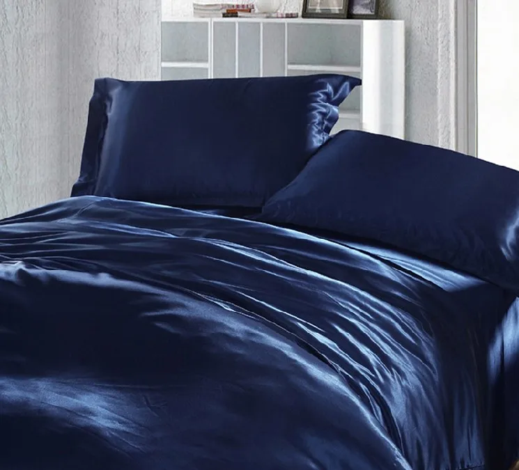 aliexpress com buy dark blue bedding set silk satin california