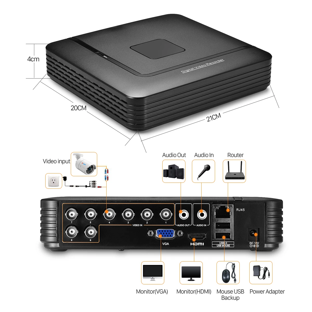 /AHD/N DVR 4 канала 8-канальный видеонаблюдения AHD DVR AHD-N Hybrid DVR/1080 P NVR 4in1 видео регистраторы для AHD Камера IP Камера аналоговый Камера