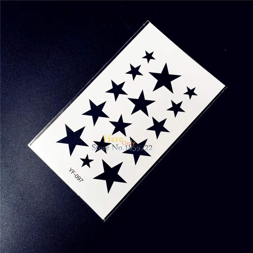 

Cute Black Star Pentagrams Temporary Flash Tattoo Kids Body Art Arm Tattoo Stickers HYF-097 Fake Tatoo Henna School Designs