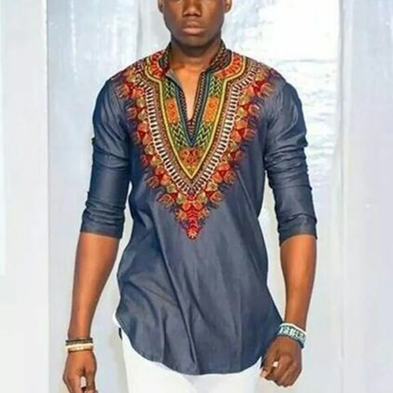 Африканская акция, настоящий мужской халат, африканская национальная футболка с v-образным вырезом и принтом 7 минут