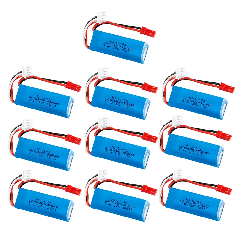 

7.4V 450mAh 20C Lipo Battery for WLtoys K969 K979 K989 K999 P929 P939 RC Car Parts 2s 7.4v Battery 10pcs/lots