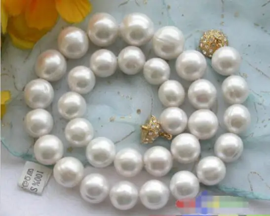 

Hot sale new Style >>>>> HUGE REAL 17" 14mm ROUND white freshwater PEARL NECKLACE