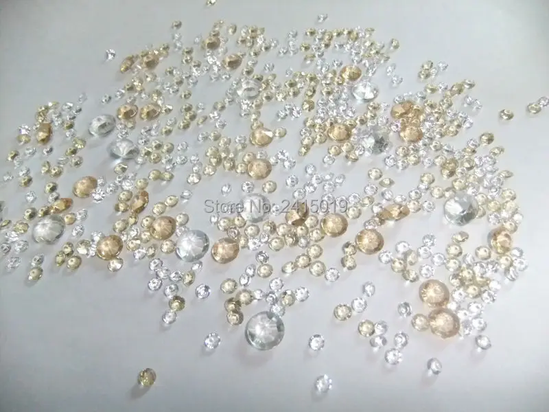 

Mix size 5000pc Champagne + clear crystal table confetti grade A+ acrylic crystal diamond table scatter wedding decoration