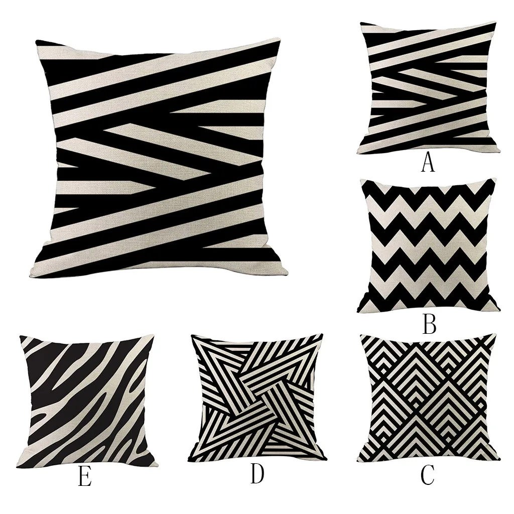

Gajjar Nordic Geometry Pillows Case Geometric Throw Pillow Cushions Cover Rectangle Black grid Home Decoration dropshipping330