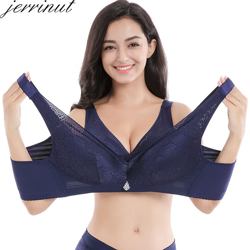 

Jerrinut Sexy Lace Plus Size Bra Ultra Thin Push Up Bra Women Underwear Bras For Women Seamless Wire Free Femme Bra Lingerie