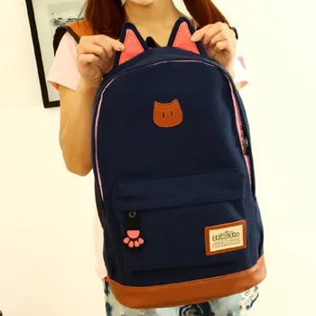 

stacy bag hot sale women canvas backpack youth girl cat ears travel backpack school bag